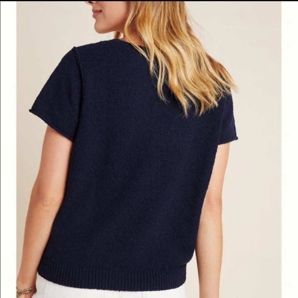 Anthropologie Valentina Navy Blue Short Sleeve Sweater - Picture 6 of 16